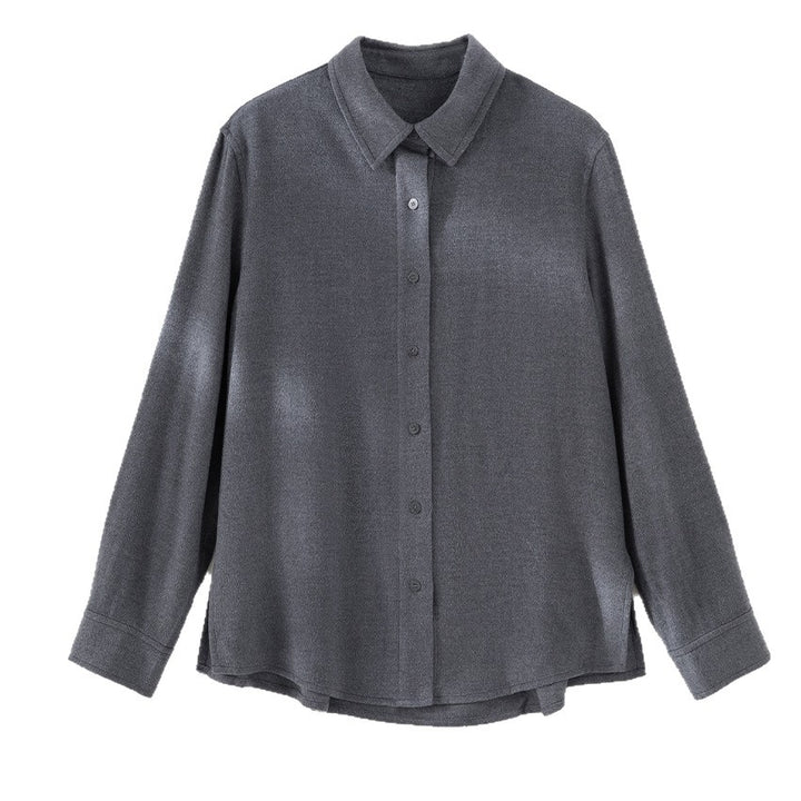 Women's Light Oversized Shirt Blouse made of Structured Jersey with Kent Collar Mune Fashion