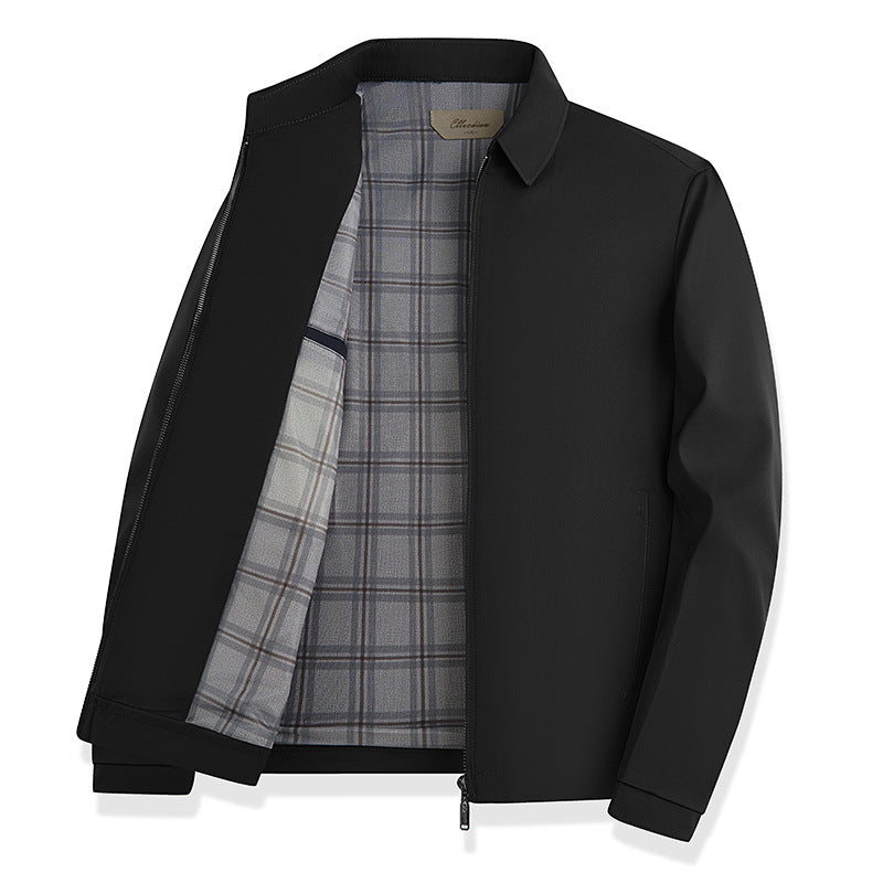 Men's lightweight transitional jacket with checked lining and concealed zipper Mune Fashion