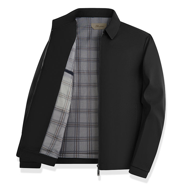 Men's lightweight transitional jacket with checked lining and concealed zipper Mune Fashion
