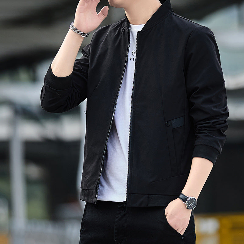 Men's Lightweight Bomber Jacket with Contrast Ribbed Cuffs, Concealed Two-Way Zipper & Utility Pockets Mune Fashion