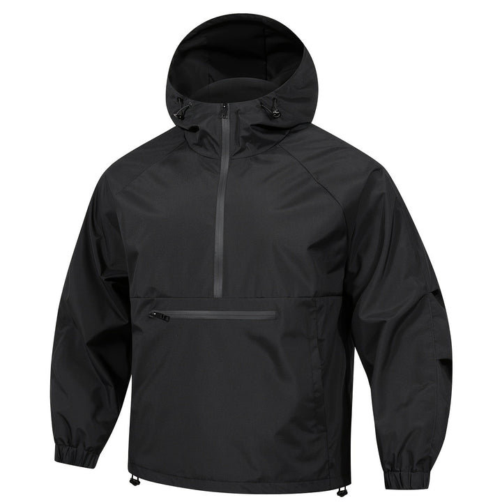 Men's Wind and Water Repellent Anorak Pullover Jacket with Half Zip and Kangaroo Pocket Mune Fashion