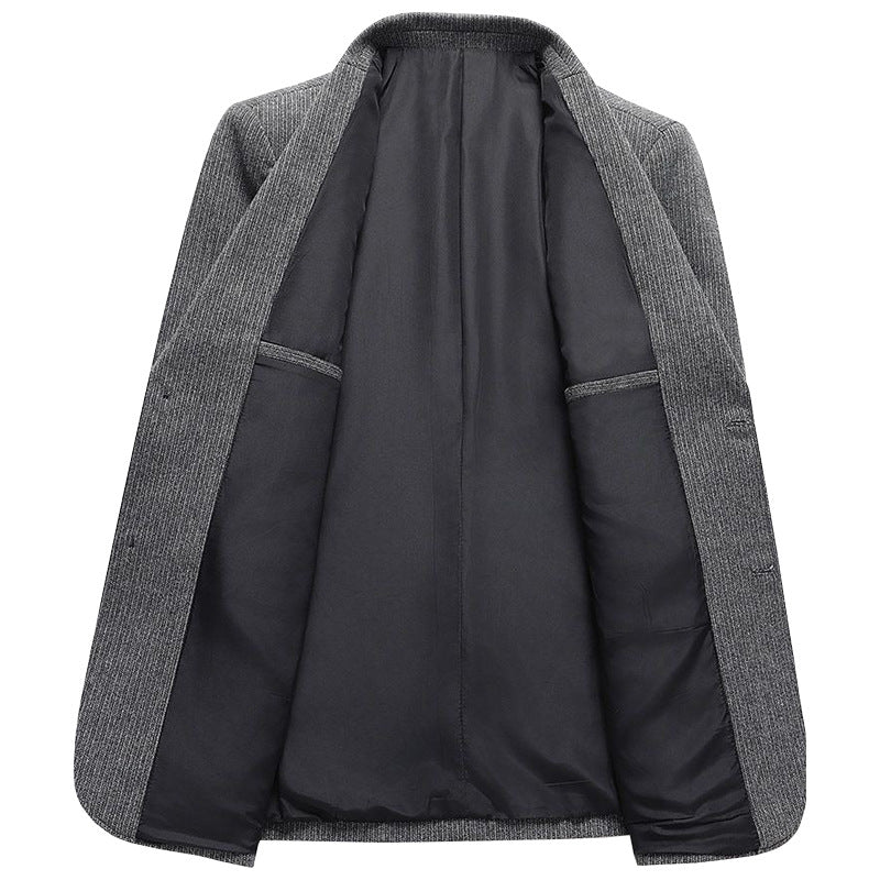Men Half-lined Structured Blazer with fine Pinstripe Look and Two-button Silhouette Mune Fashion