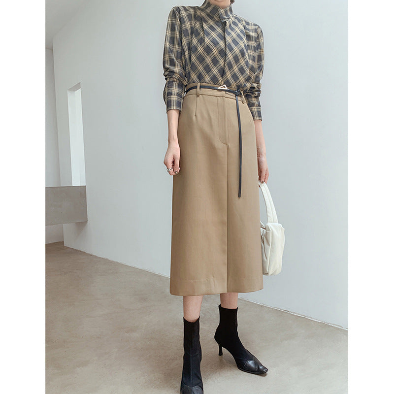 Women Elegant Midi Skirt with Side Slit Mune Fashion