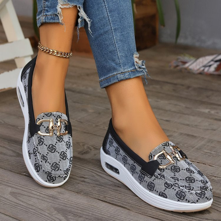 Damen Mokassin-Slipper mit luftgepolsterter Plateausohle und Zier-Bit Mune Fashion