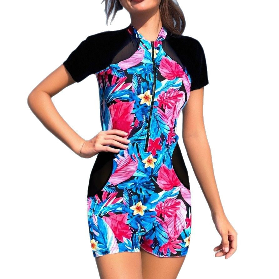 Women's Stylish Swimsuit with Short Zipper Mune Fashion
