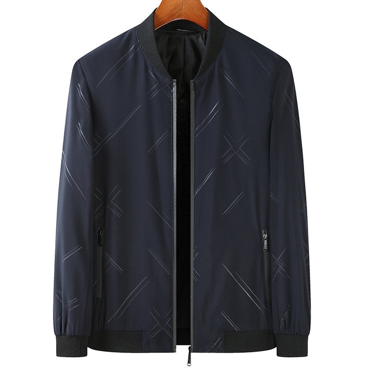 Men's Lightweight Bomber Jacket with Subtle Reflective Stripes and Zipper Pockets Mune Fashion