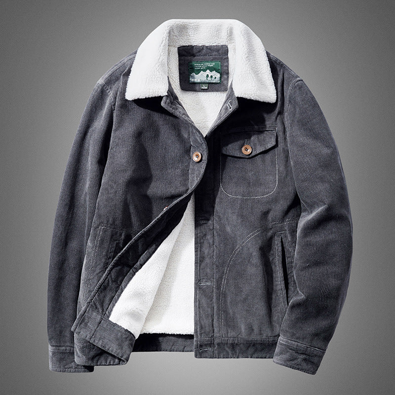 Men's cord jacket with continuous Sherpa lining and chest flap pocket Mune Fashion
