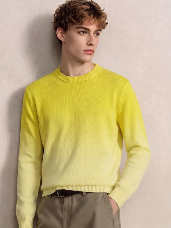 Men's fine knit sweater with dip-dye effect and round neckline Mune Fashion