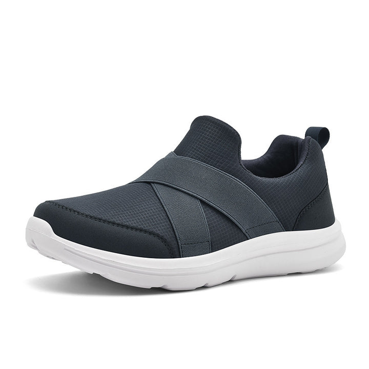 Women nan elastic Slip-On comfort sneaker with breathable knit upper, crossed stretch straps and cushioning EVA sole Mune Fashion