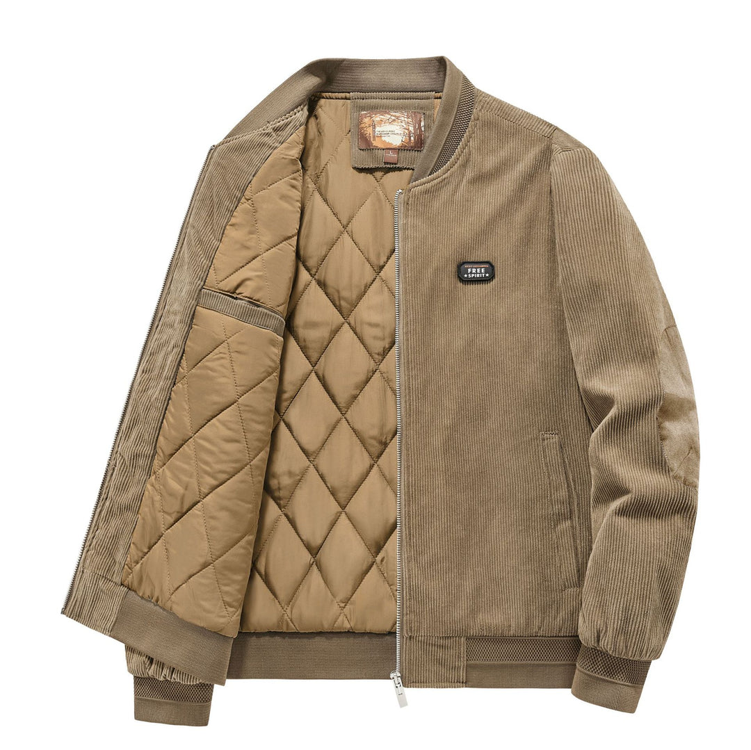 Men's quilted cord bomber jacket with padded lining and ribbed cuffs Mune Fashion