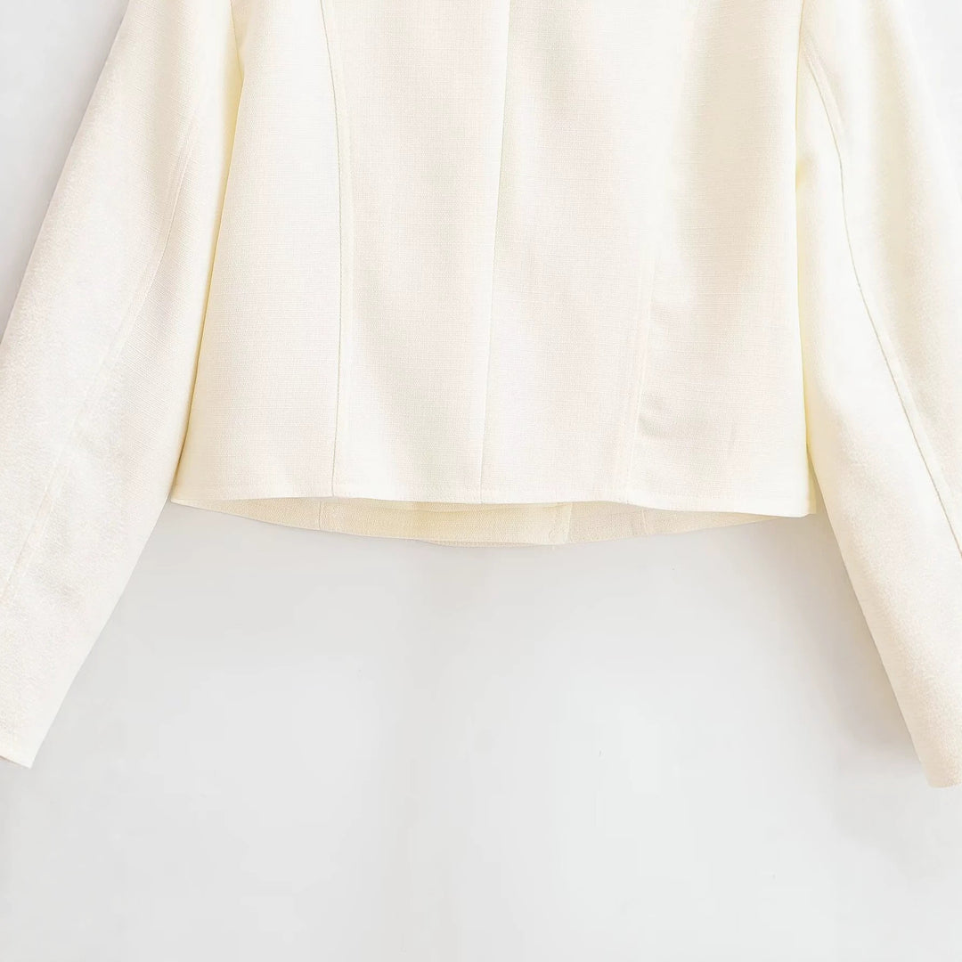 Women Short Cut Double-Breasted Uniform-Inspired Jacket with Epaulettes Mune Fashion