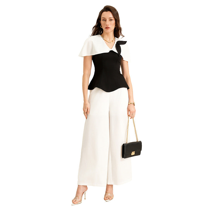 Women Elegant Top with Asymmetrical Sleeves Mune Fashion