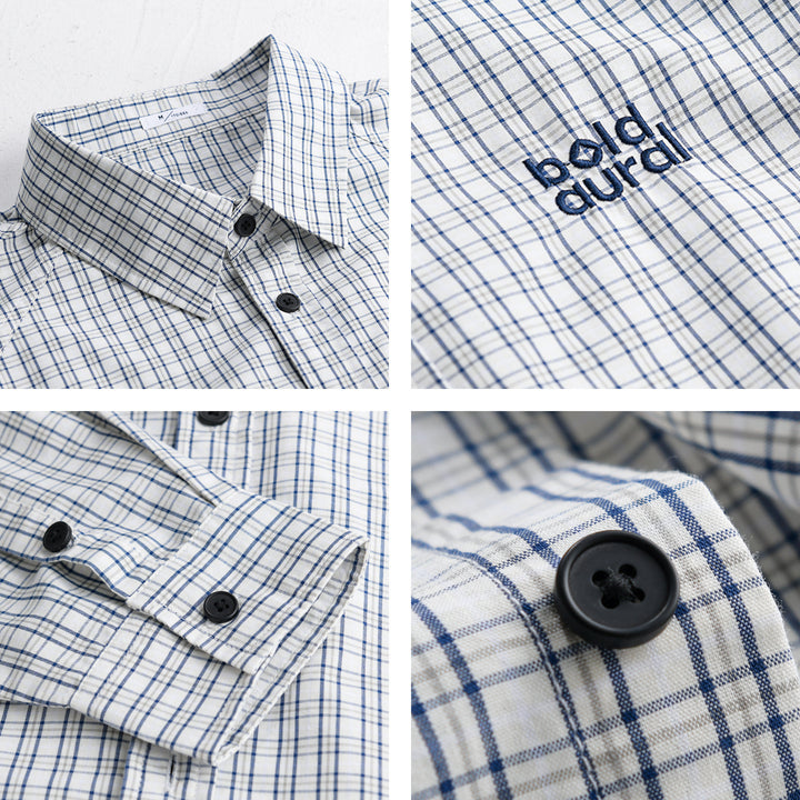 Men's cotton overshirt with fine check pattern and Kent collar Mune Fashion