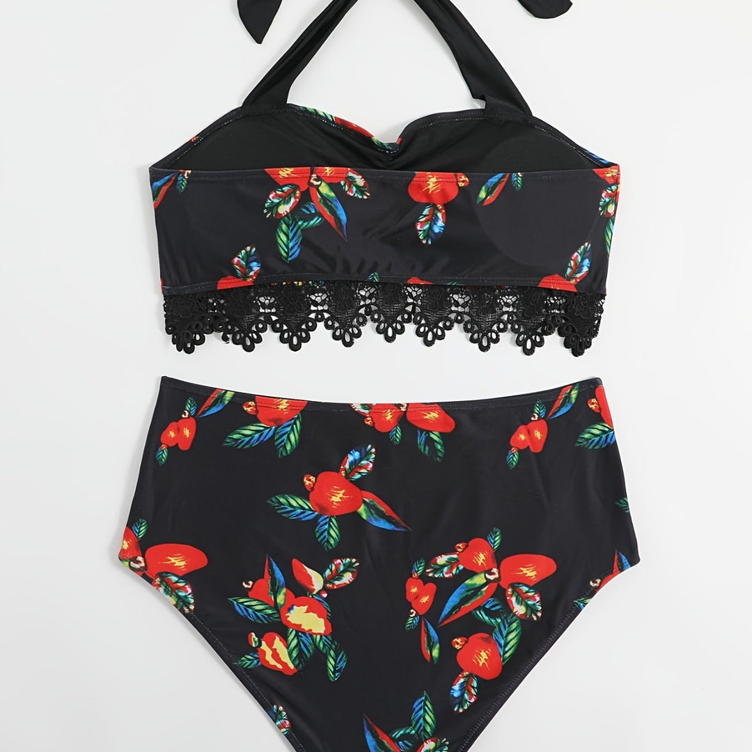 Women's Two-Piece Swimsuit Set with Floral Design Mune Fashion