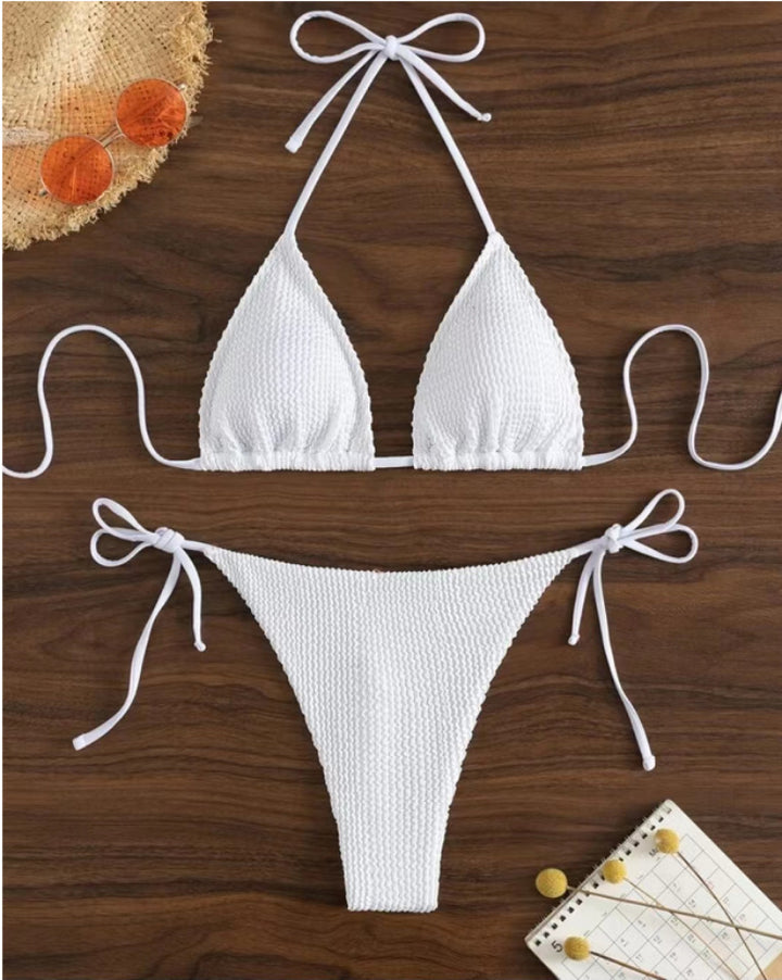 Ladies triangle bikini with playful tie straps Mune Fashion
