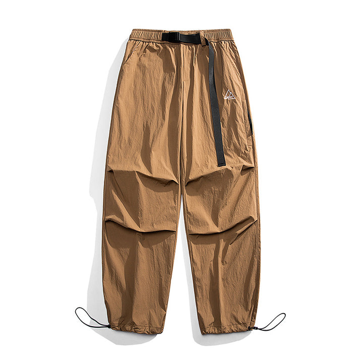 Unisex Loose Nylon Cargo Pants with Elastic Waistband and Ankle Cuffs Mune Fashion