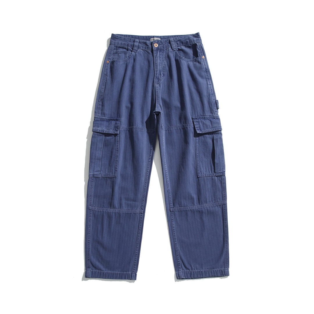 Men's soft canvas cargo pants with multiple flap pockets and elastic ankle cuffs Mune Fashion
