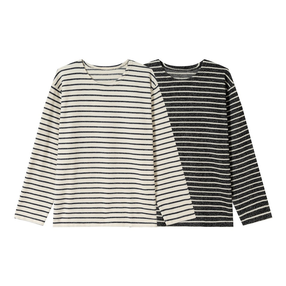 Unisex Striped Long Sleeve Shirt made of lightweight cotton blend with a straight cut Mune Fashion