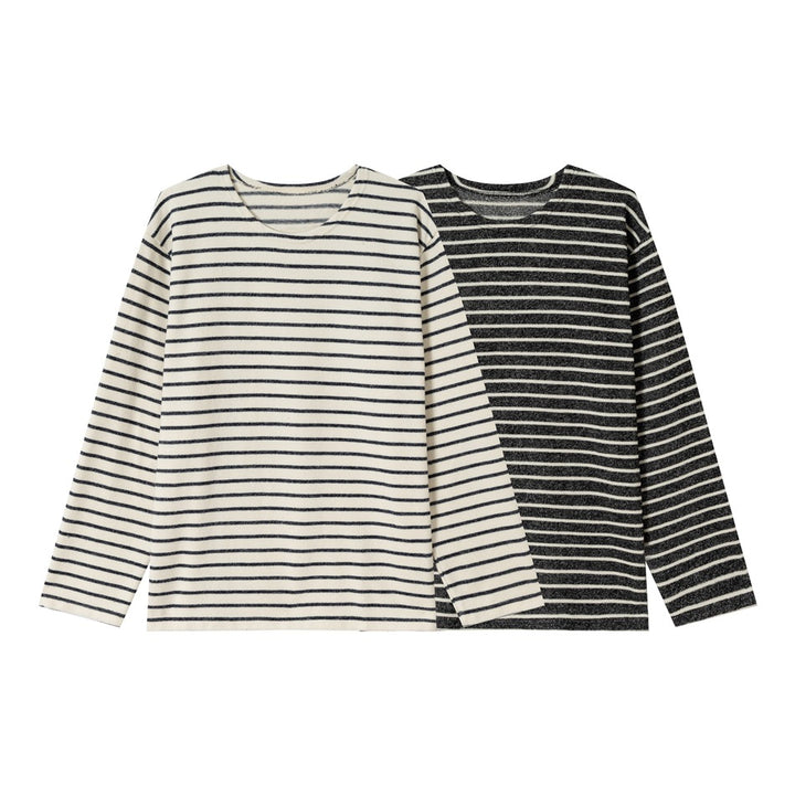 Unisex Striped Long Sleeve Shirt made of lightweight cotton blend with a straight cut Mune Fashion
