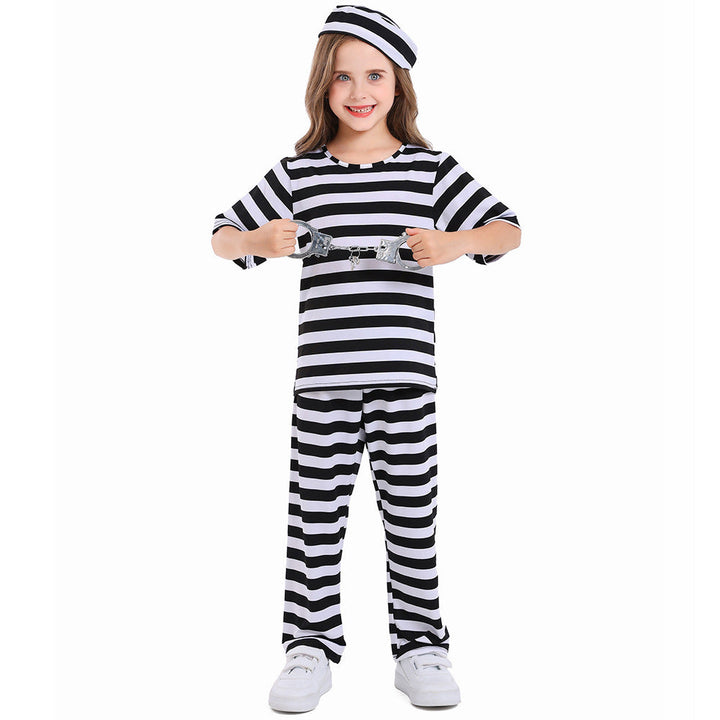 Girl's costume as a prisoner with striped top and pants Mune Fashion