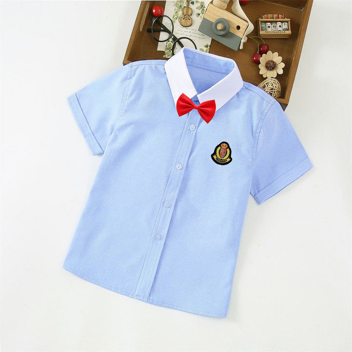 Boys Elegant Short Sleeve Shirt with Bow Tie Mune Fashion