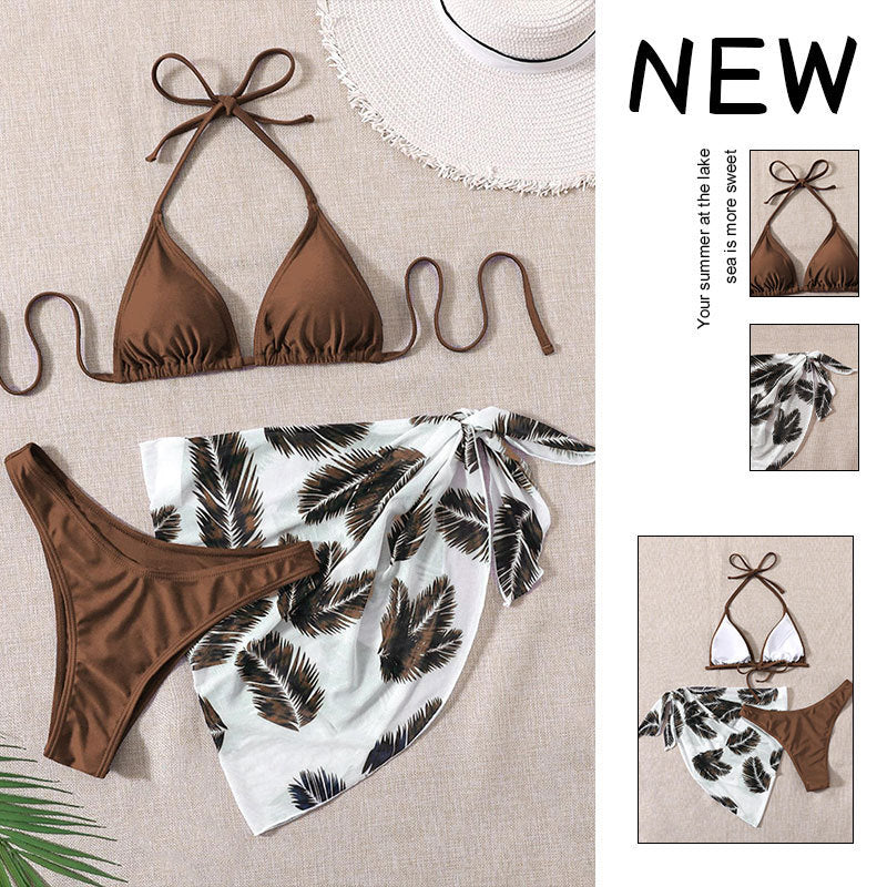 Women's triangle bikini with printed wrap skirt Mune Fashion