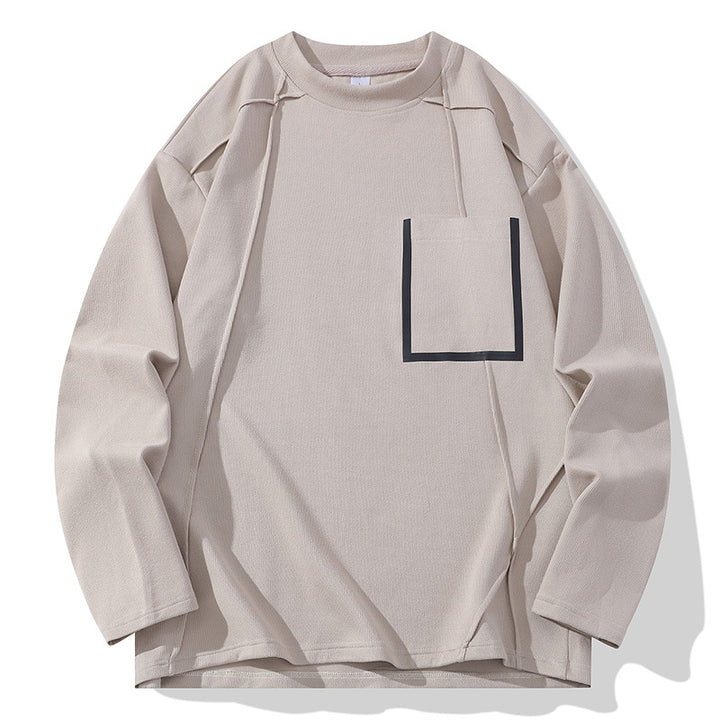 Men's Oversized Long Sleeve Shirt made of textured cotton blend with chest pocket detail Mune Fashion