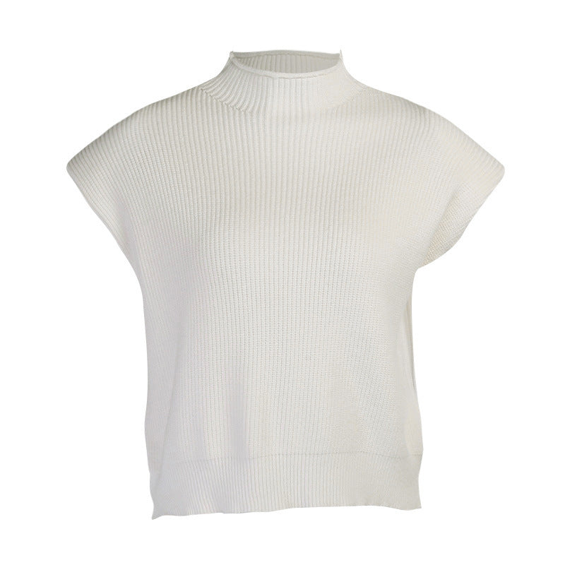 Women's sleeveless ribbed top with stand-up collar and padded shoulders Mune Fashion