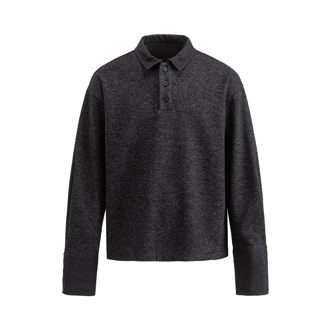 Unisex Boxy Polo Sweatshirt with Contrast Collar and Extended Cuff Sleeves Mune Fashion