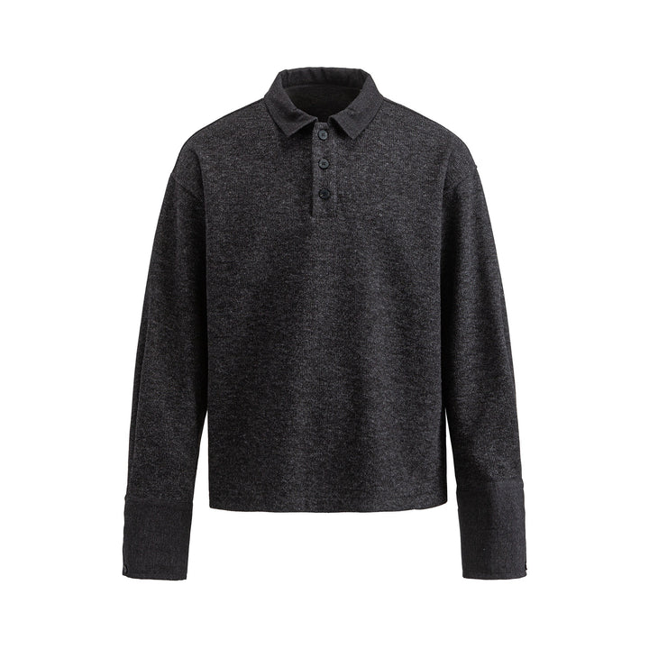 Unisex Boxy Polo Sweatshirt with Contrast Collar and Extended Cuff Sleeves Mune Fashion