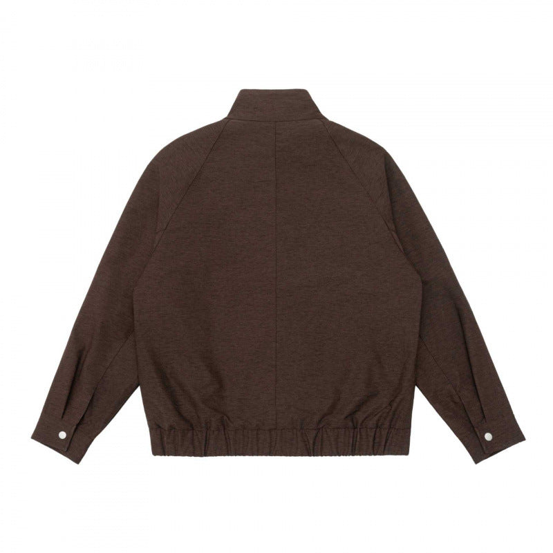 Men's Boxy Zip Blouson made of mottled knit fabric with striped collar lining and elastic hem Mune Fashion