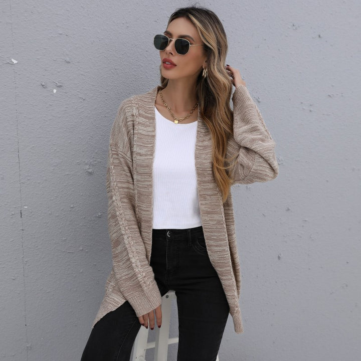Women's Casual Oversized Knit Cardigan with Cable Pattern Open Front Mune Fashion
