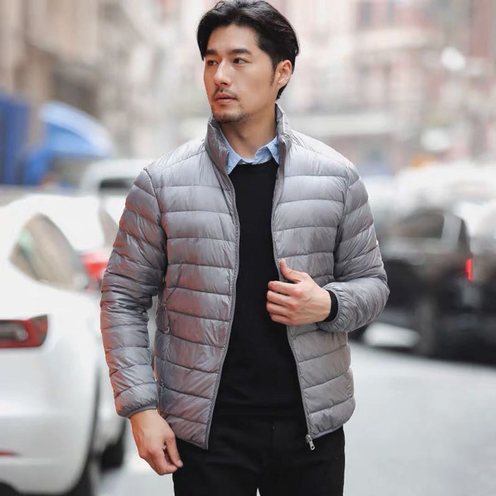 Men's ultralight quilted hooded jacket with wind-resistant shell and compact packing function Mune Fashion