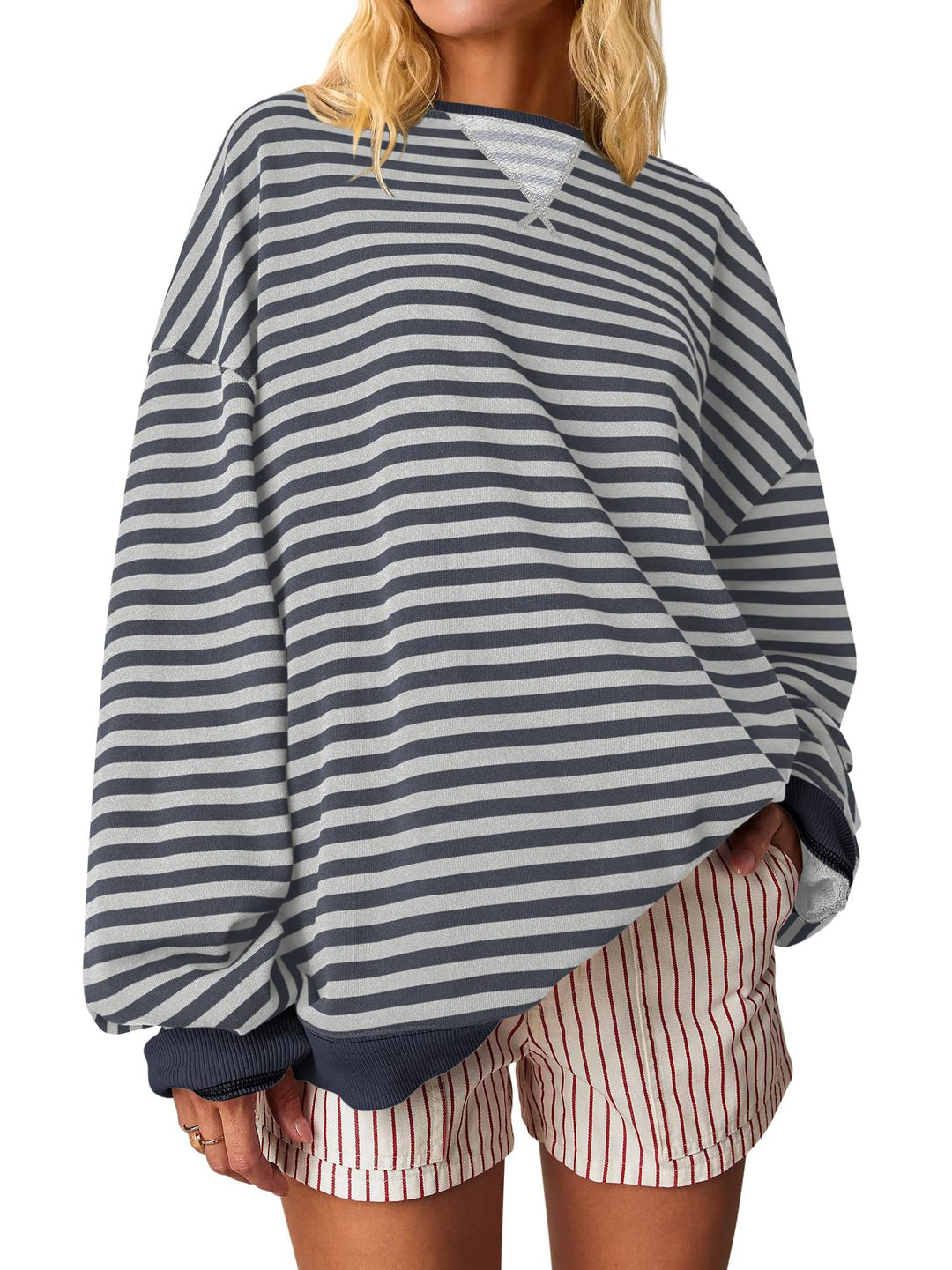 Women Oversized Striped Sweatshirt