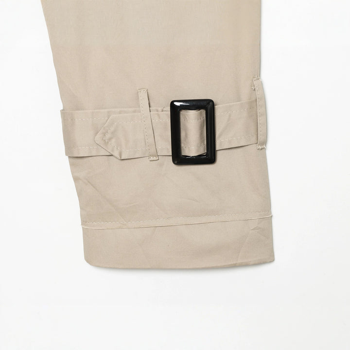 Women's Cropped Trench Coat with Double-Breasted Button Placket, Shoulder Flaps, and Waist Belt Mune Fashion