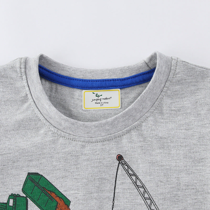 Boys long sleeve shirt with colorful construction vehicle design Mune Fashion
