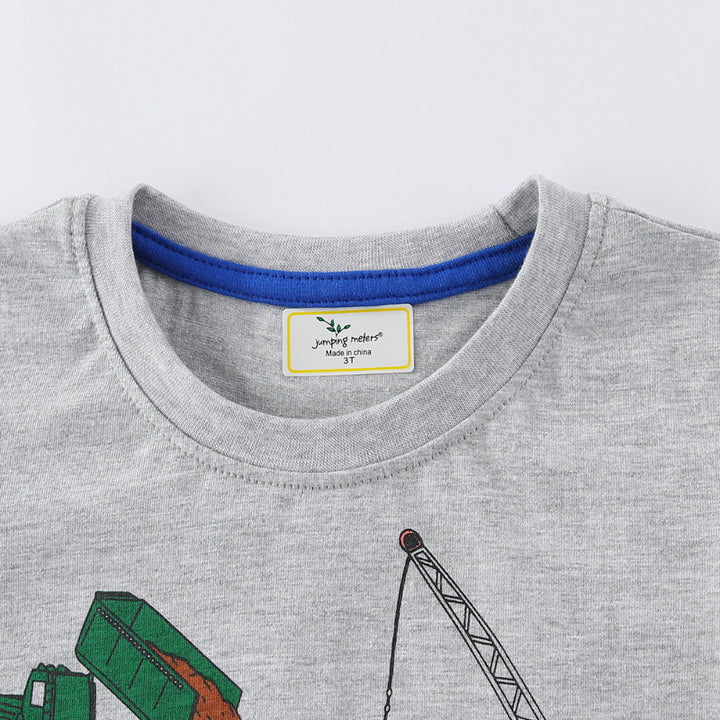 Boys long sleeve shirt with colorful construction vehicle design Mune Fashion