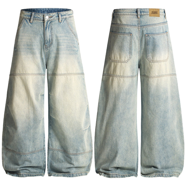 Men's Super Wide Denim Palazzo Pants with Segmented Seams and Voluminous Silhouette Mune Fashion