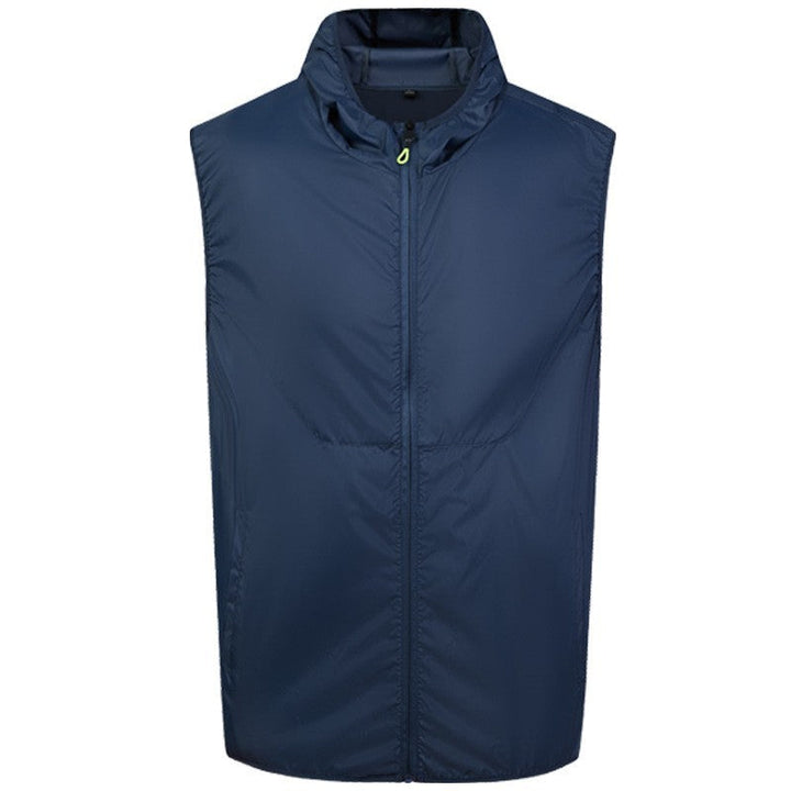 Men's lightweight short sleeve vest with stand-up collar, water-repellent nylon blend and zippered pockets Mune Fashion