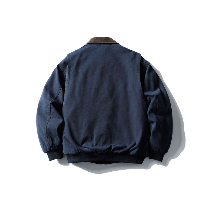 Men's Robust Canvas Jacket with Cord Collar and Utility Pockets Mune Fashion