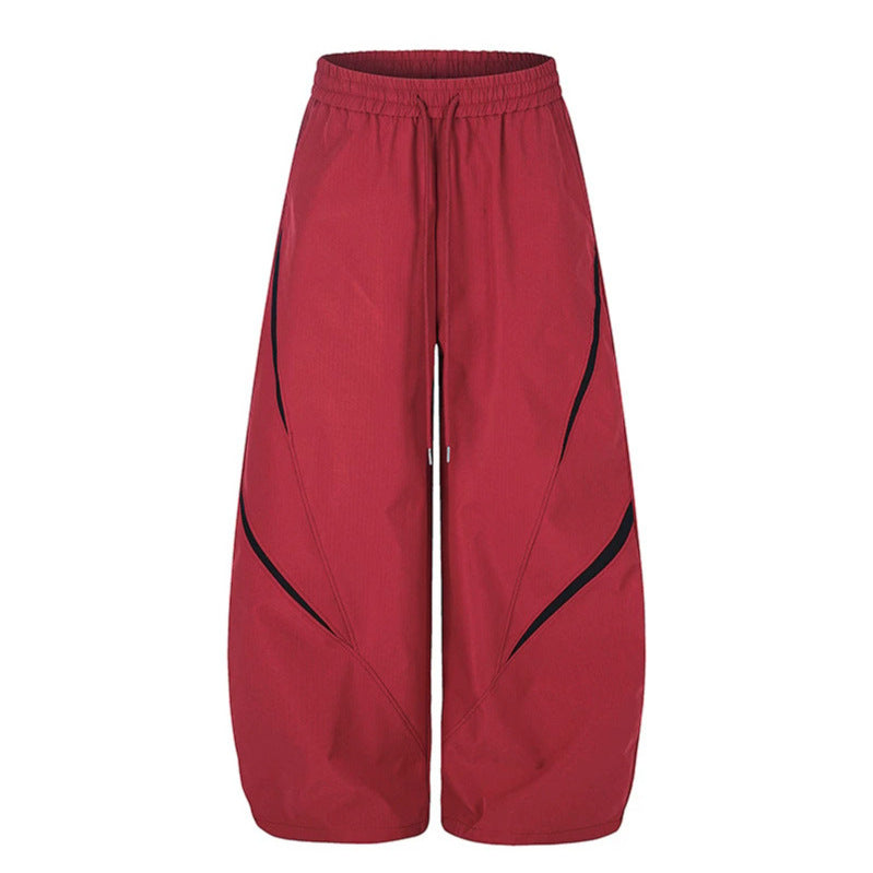 Women's Extra Wide Palazzo Training Pants in Tech Look with Drawstring Waistband and Curved Side Inserts Mune Fashion