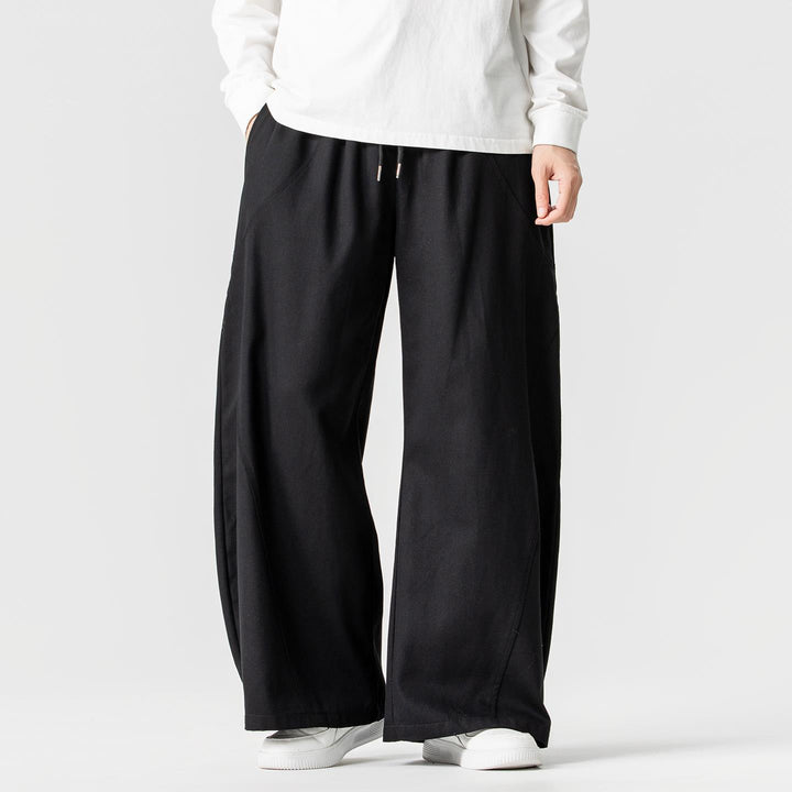 Men's Wide Lounge Pants in Palazzo Cut made of Cotton Blend with Drawstring and Side Pockets Mune Fashion