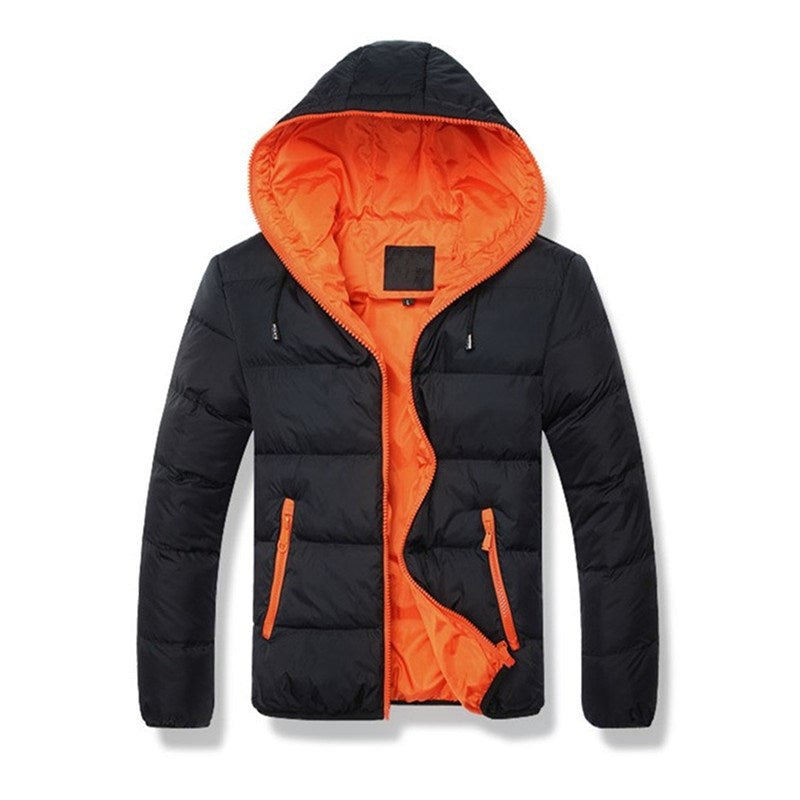 Men's quilted hooded jacket with contrasting fleece lining and side zip pockets Mune Fashion