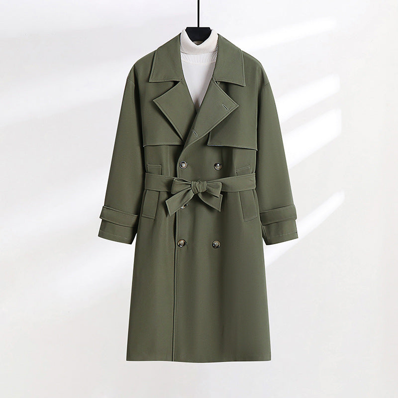 Women's tailored double-breasted trench coat with tie belt and shawl collar Mune Fashion