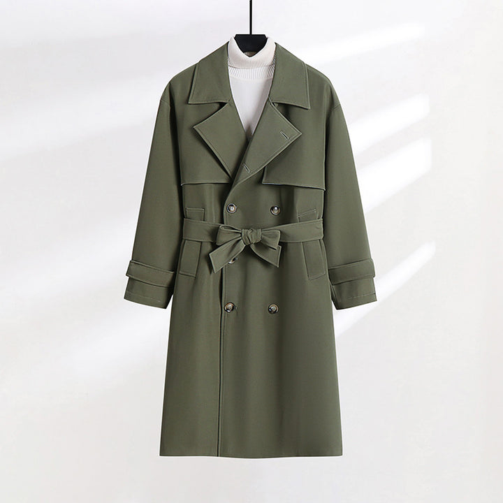 Women's tailored double-breasted trench coat with tie belt and shawl collar Mune Fashion