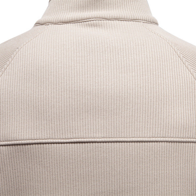 Men's fine ribbed half-zip pullover with stand-up collar, raglan sleeves, and elastic cuffs Mune Fashion