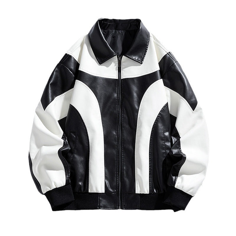 Men's Fashion Faux Leather Jacket in Sporty Design Mune Fashion