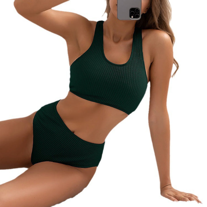 Women’s Sports Bikini Set with High Waist and Innovative Ribbed Design Mune Fashion