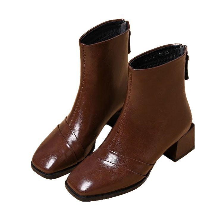 Women Elegant Ankle Boots with Block Heel Mune Fashion