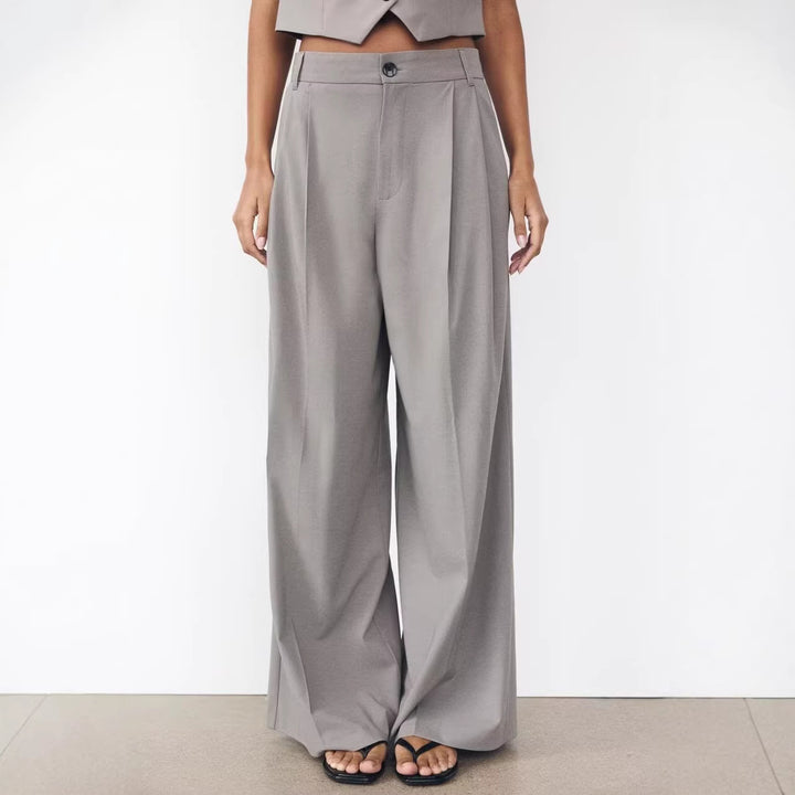 Women Wide High-Waist Pleated Trousers with Wide Leg Mune Fashion
